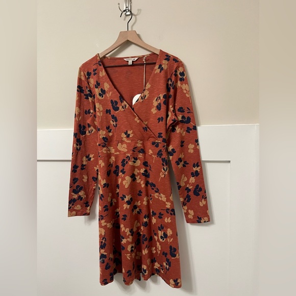 NWT Toad & Co Orange & Blue Tencel Organic Cotton Floral Wrap Flare Dress - Picture 5 of 9